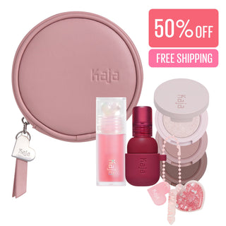 Kaja Travel Friendly Kit including Let's Go Bag, Beauty Bento, Jelly Charm, and Juicy Lip Glass Oil, 50% Off